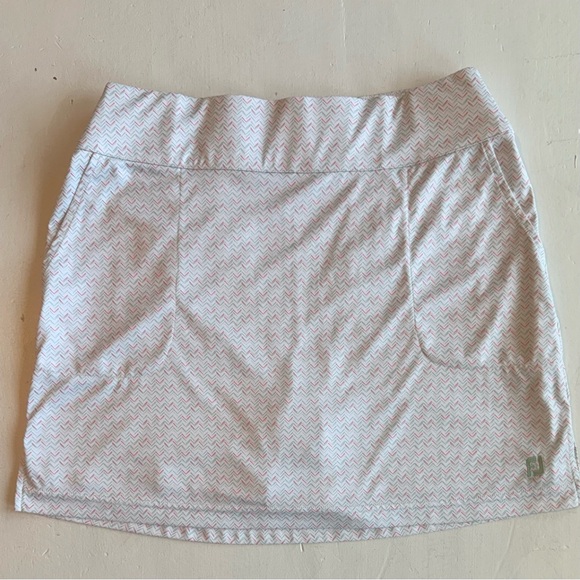 FootJoy Golf Skirt with Built in Shorts White With Green and Pink Size Large FJ - Picture 5 of 7